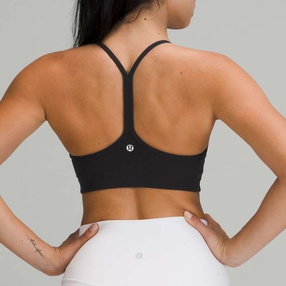 Lululemon Flow Y Wrap-Front High Neck Bra in Black - Picture 2 of 5